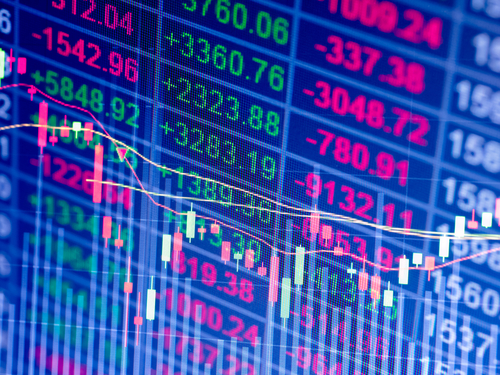 Stocks displayed on a screen