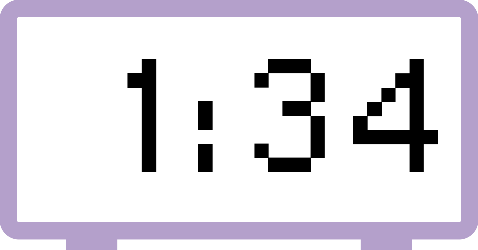 Digital clock showing 1:34