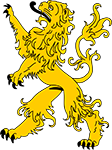 A heraldic lion colored yellow