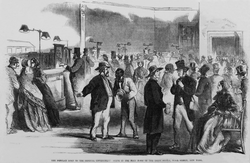 The Civil War. New Yorkers in the Assay Office on Wall Street, to purchase newly issued government bonds that financed the Union war effort. September 1861.