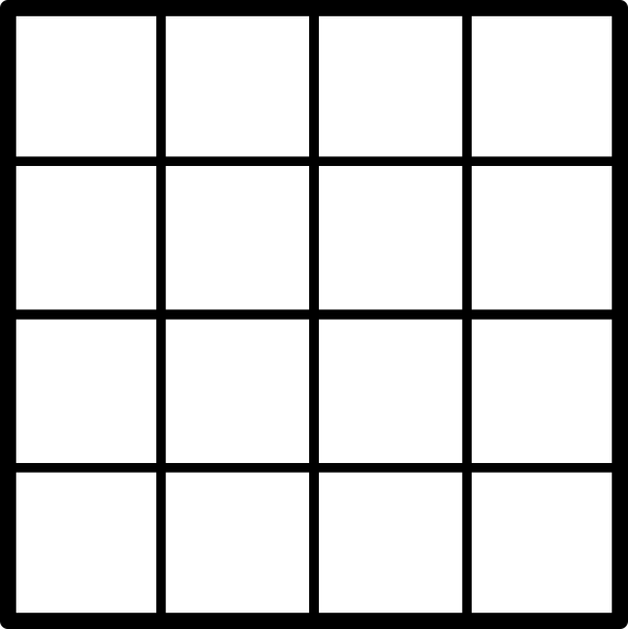 square partitioned into 16 equal parts
