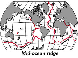 map showing the deep sea areas of the world and ocean ridges