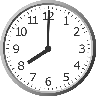 analog clock showing 8:00