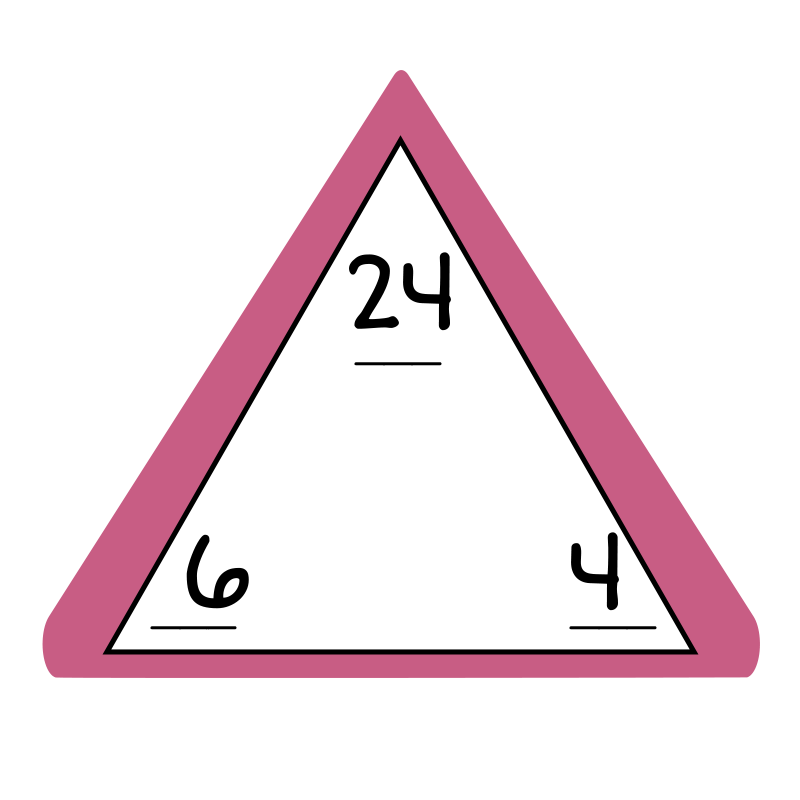fact family triangle - top: 24, bottom left: 6, bottom right: 4