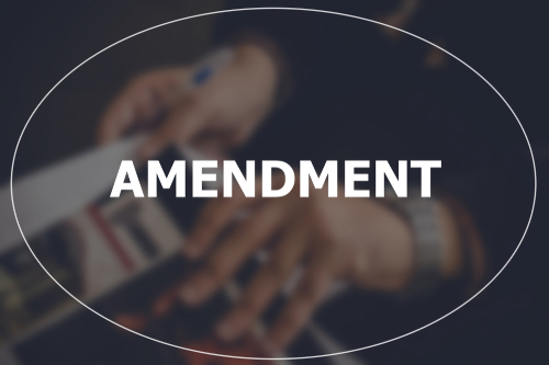 Amendment word with blurring business background