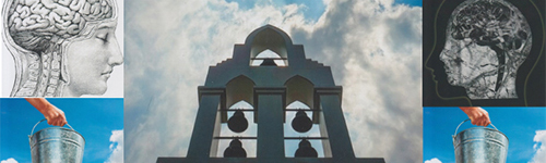 The Brain is wider than the Sky montage of images and graphics of head and brain. Use enter key to open full-screen view.