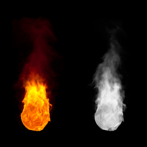 An image of a fireball with a selection mask.