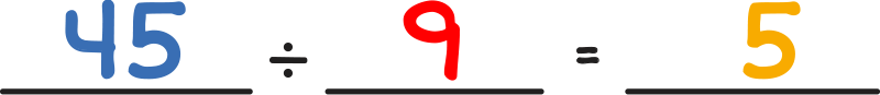 45 divided by 9 equals 5