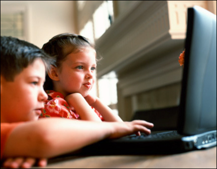 Children using laptop