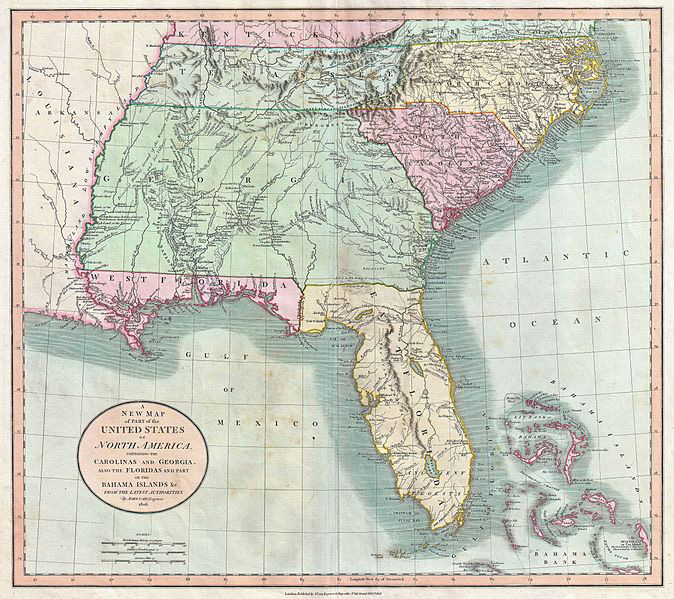 A New Map of Part of the United States of North America, Containing the Carolinas and Georgia, also the Floridas and Part of the Bahama Islands