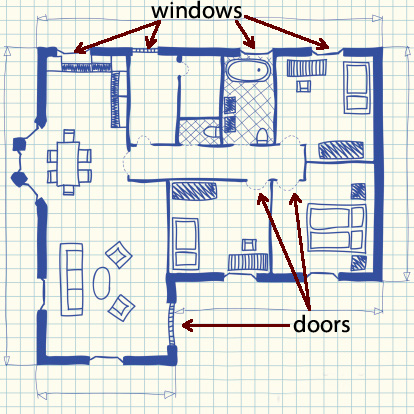 floor plan with doors and windows floor plan with doors and windows