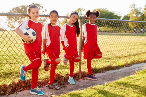 girls playing soccer