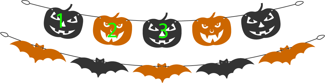 10 halloween decorations: Counting 1, 2, 3