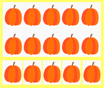 10 pumpkins in one box and 5 pumpkins in five boxes