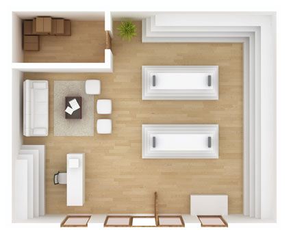 overhead view of room layout