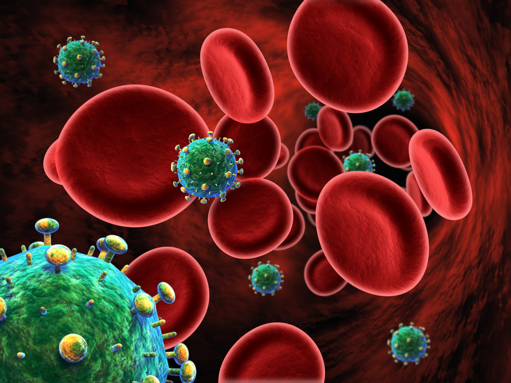 3D Photo of HIV in bloodstream
