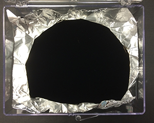 Vantablack material on aluminum foil.