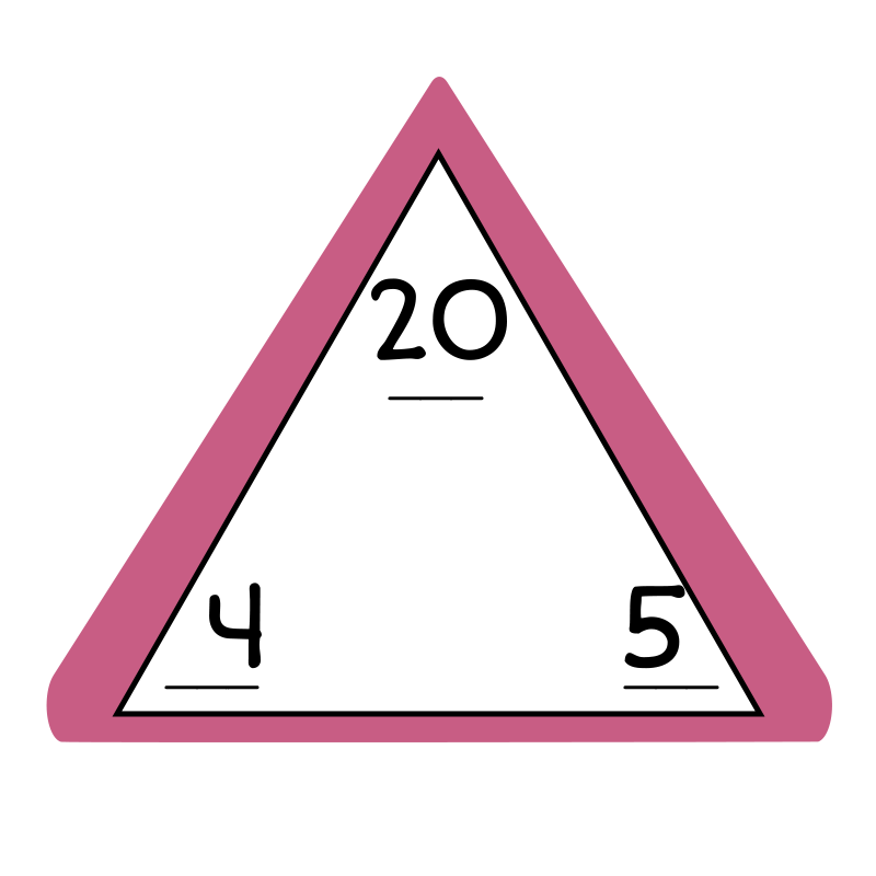 fact family triangle - top: 20, bottom left: 4, bottom right: 5