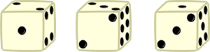 1 on the die, 2 on the die, 3 on the die