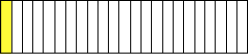 A rectangle divided into twenty four parts with one part shaded.