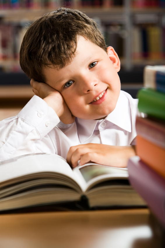 boy reading a book
