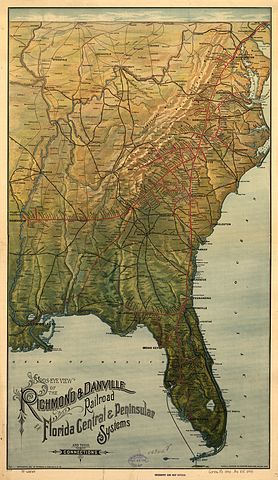 An 1893 map of the Florida Central and Peninsular Railroad and Richmond and Danville Railroad