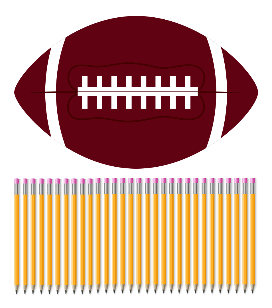football above 30 pencils