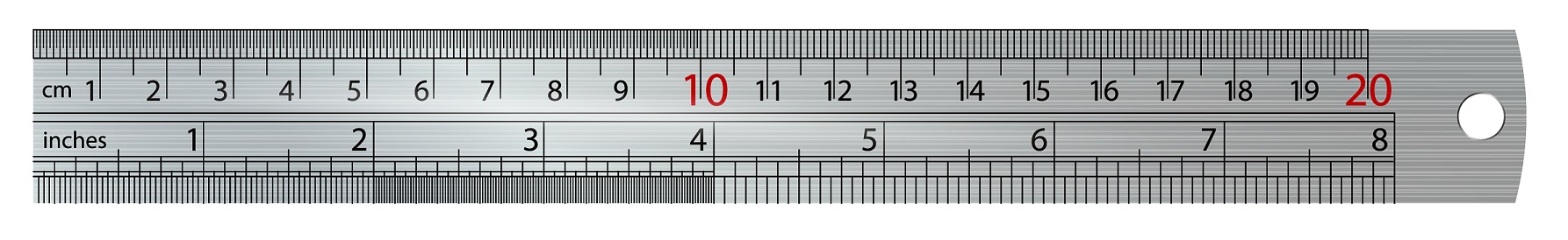 a ruler with centimeters and inches with different preciseness