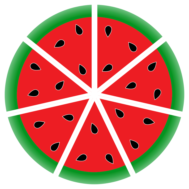 watermelon partitioned into 7 equal parts
