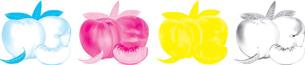 A picture of a barn next to the three color channels that make up the image: red, green and blue.