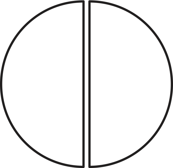 Circle partitioned into 2 equal parts
