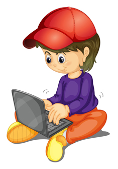 girl using laptop