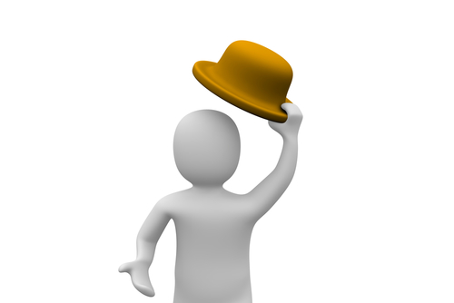 Greeting / man raising the hat. 3d rendered illustration.