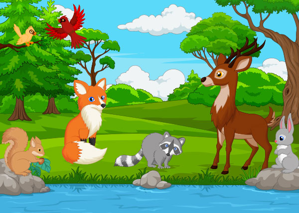 Cartoon wild animal in the woods