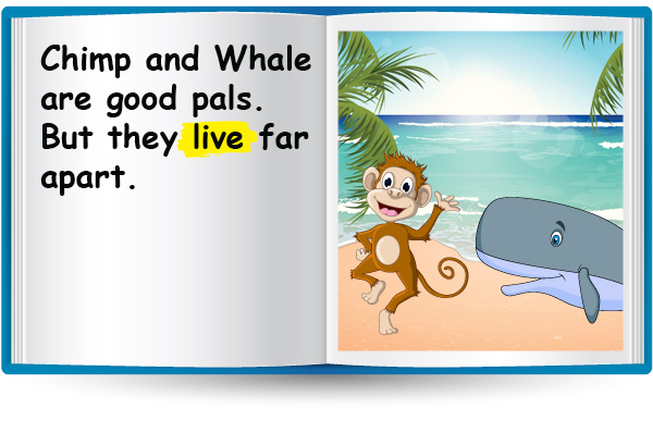 Chimp and Whale are good pals. But they live far apart.