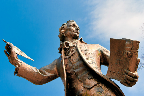 Statue of Thomas Paine author of Rights of Man in Thetford Norfolk
