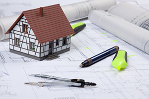 Model house and blue prints