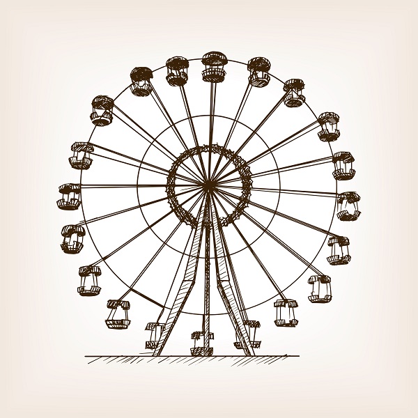 a drawing of a Ferris wheel