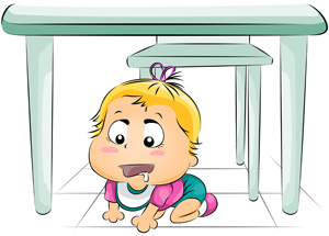 baby under table