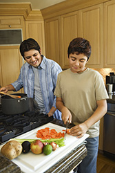 family cooking dinner