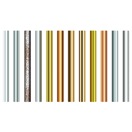 12 different cylindrical pipes that parallel to each other with various colors