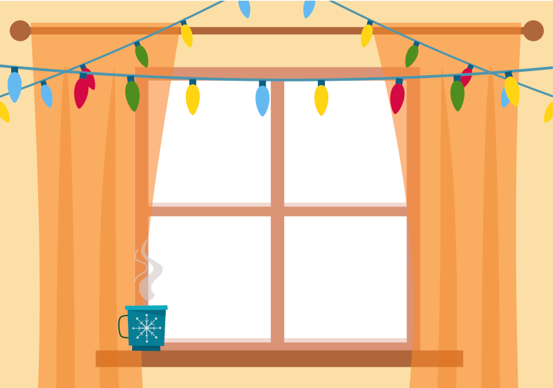 All four windows covered in snow.