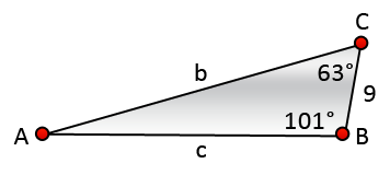 triangle with a 63° angle and 101° angle.