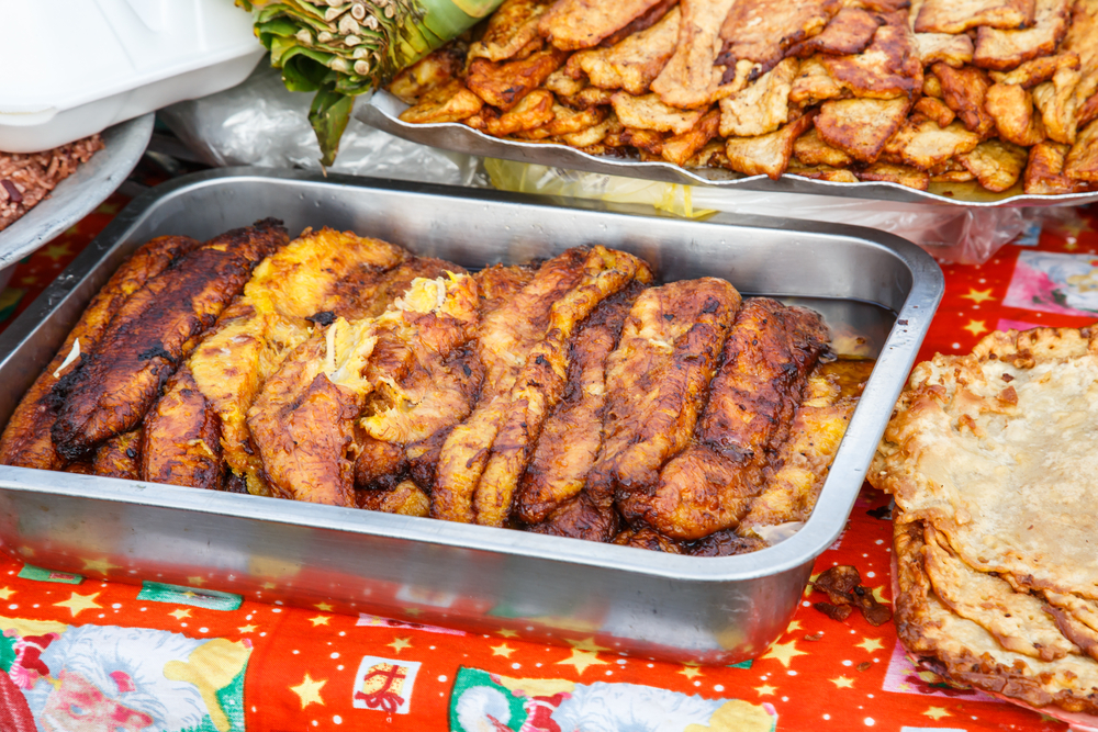 Typical food found in a Nicaraguan street market.
