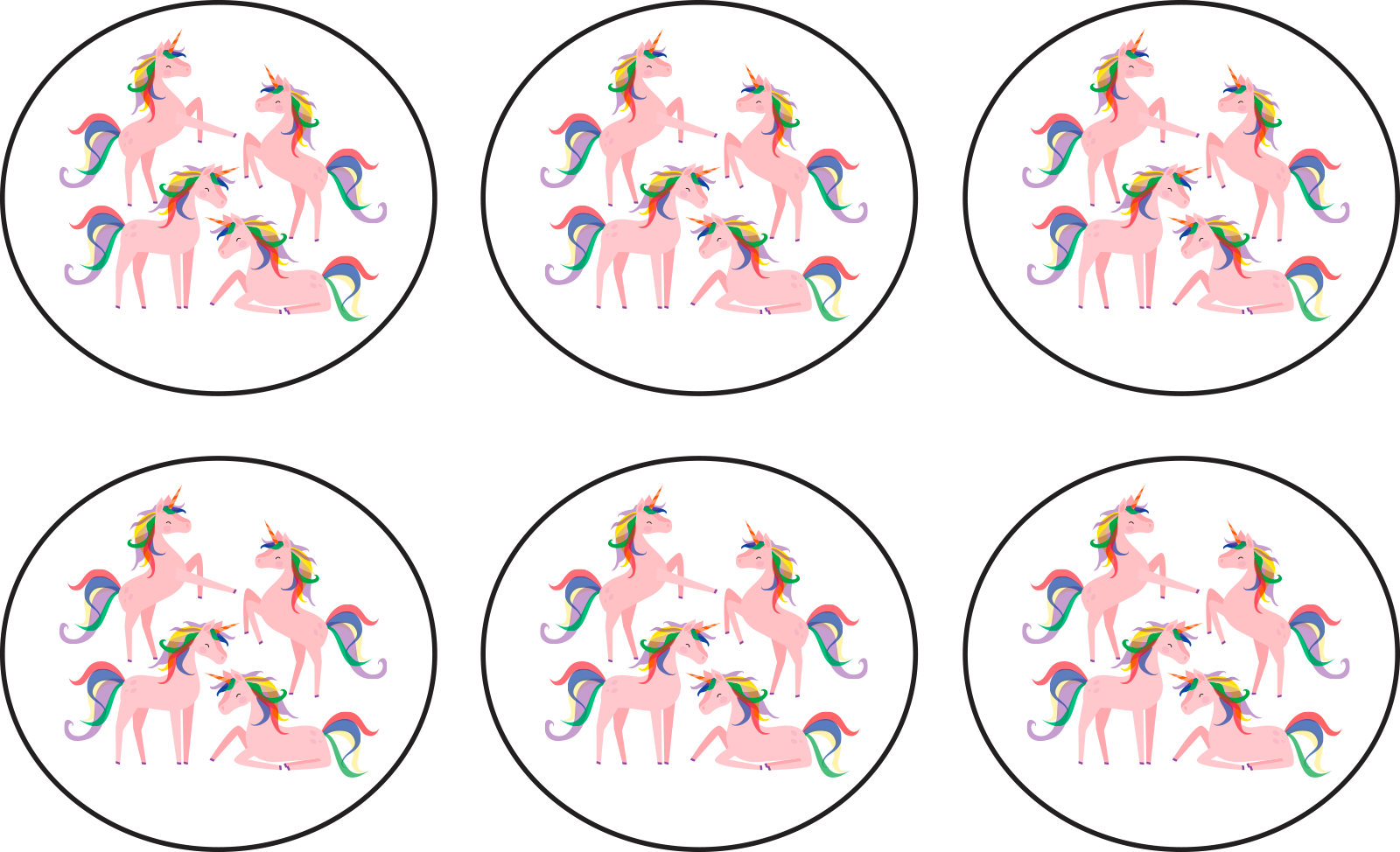 6 groups of 4 unicorns