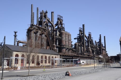 Image of the old Bethlehem Steel factory in Bethlehem, Pennsylvania. At one time it was the second largest steel manufacturing facility.