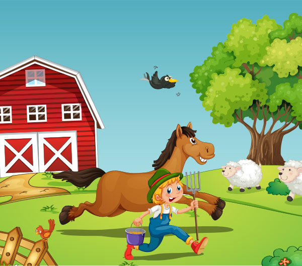 farmer taking care of animals on a farm