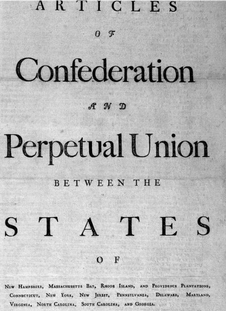 articles of confederation and perpetual union between the states of New Hampshire, Massachusetts, Rhode Island, and Providence plantations, Connecticut, New York, New Jersey, Pennsylvania, Delaware, Maryland, Virginia, North Carolina, South Carolina, and Georgia.