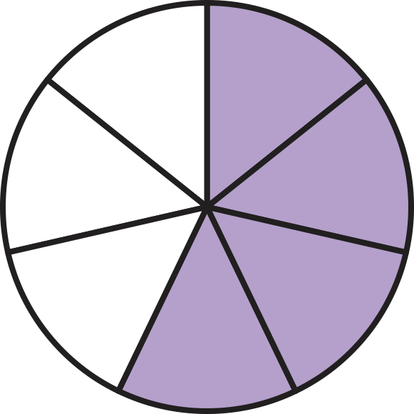 circled partitioned into 7 equal parts with 4 parts filled in