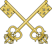Two golden keys crossed in the middle